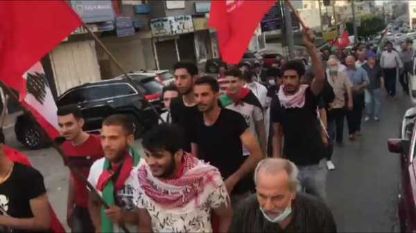 مسيرة تضامنية مع فلسطين لخيمة اعتصام حلبا في عكار